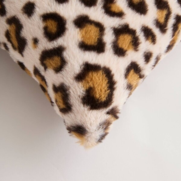 Polštář s leopardím vzorem béžová/kaštanová