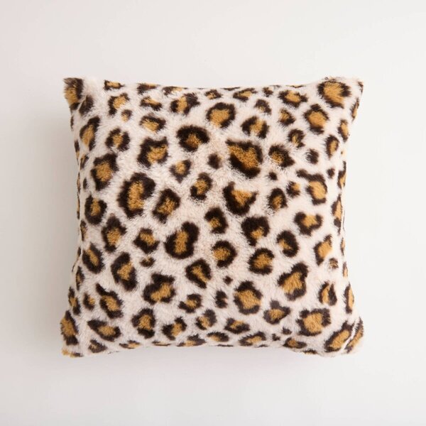 Polštář s leopardím vzorem béžová/kaštanová