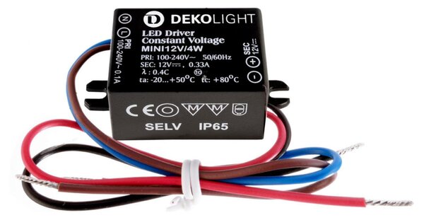 Deko-Light LED-napájení MINI, CV, 12V/4W konstantní napětí 0-330 mA IP65 12V DC 4,00 W 872127