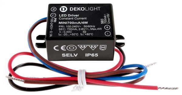 Deko-Light LED-napájení MINI, CC, 700mA/4W konstantní proud 700 mA IP65 2,5-6V DC 1,75-4,00 W 872131
