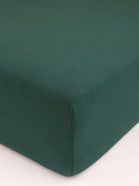 MK Lůžkoviny Jersey prostěradlo s elastanem Deluxe 120 × 200 cm - tmavě zelené