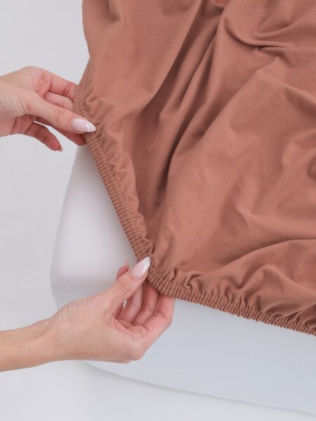 MK Lůžkoviny Jersey prostěradlo s elastanem Deluxe 120 × 200 cm - terakota