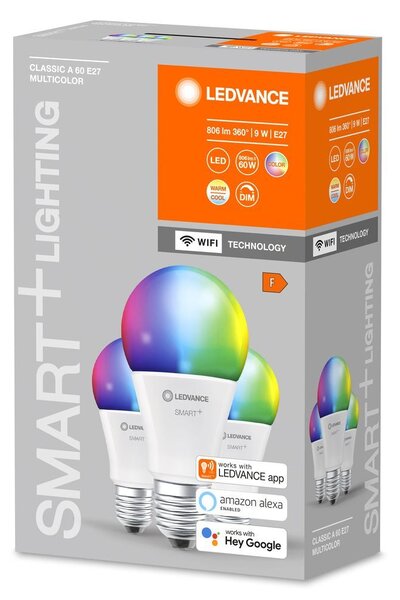 3x chytrá WiFi LED žárovka E27 9W CLASSIC, nastavitelná bílá