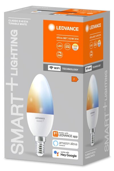 Chytrá WiFi LED žárovka E14 5W CANDLE, nastavitelná bílá