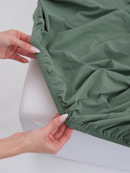 MK Lůžkoviny Jersey prostěradlo s elastanem Deluxe 120 × 200 cm - olivové