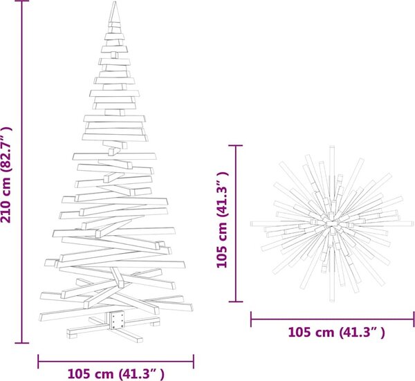 VidaXL Vánoční stromy Přírodní 210 cm Masivní borovicové dřevo [42016714] Barva: Přírodní (bez povrchové úpravy)