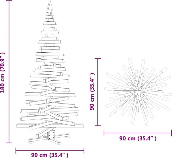 VidaXL Vánoční stromy Přírodní 180 cm Masivní borovicové dřevo [42016713] Barva: Přírodní (bez povrchové úpravy)