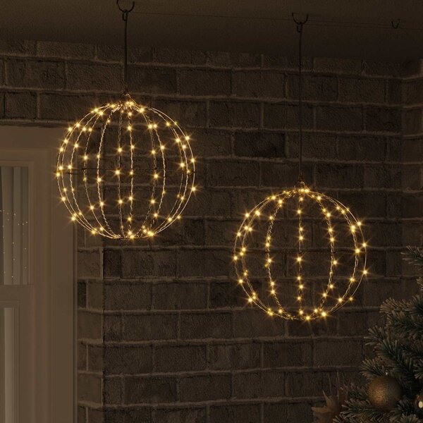 VidaXL Koule 2 ks 30 x 30 x 32 cm Kov 192 LED [42019109] Barva: Teplá bílá