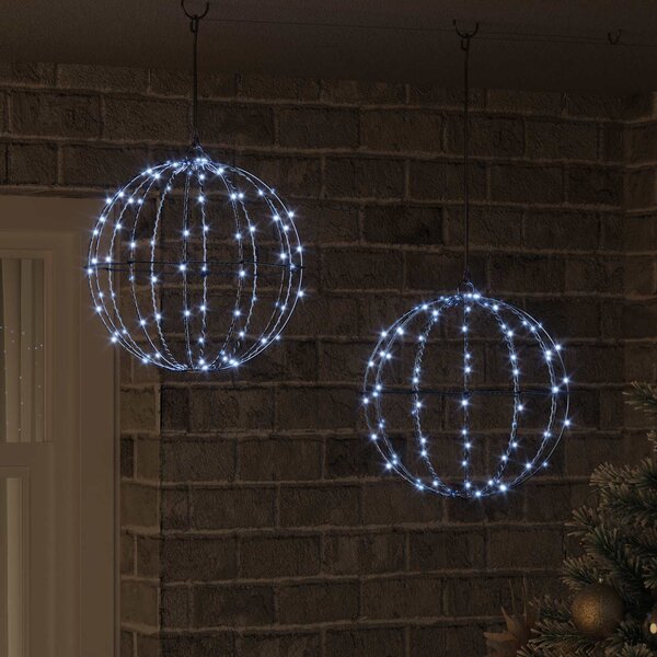 VidaXL Koule 2 ks 30 x 30 x 32 cm Kov 192 LED [42019109] Barva: Teplá bílá