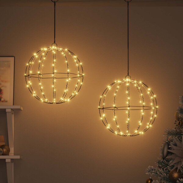 VidaXL Koule 2 ks 30 x 30 x 32 cm Kov 192 LED [42019109] Barva: Teplá bílá