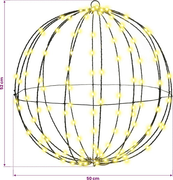 VidaXL Koule 2 ks 50 x 50 x 52 cm Kov 320 LED [42019111] Barva: Studená bílá