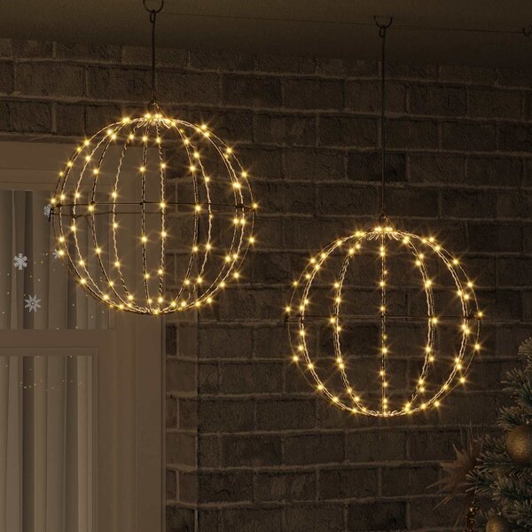 VidaXL Koule 2 ks 40 x 40 x 42 cm Kov 192 LED [42019118] Barva: Studená bílá