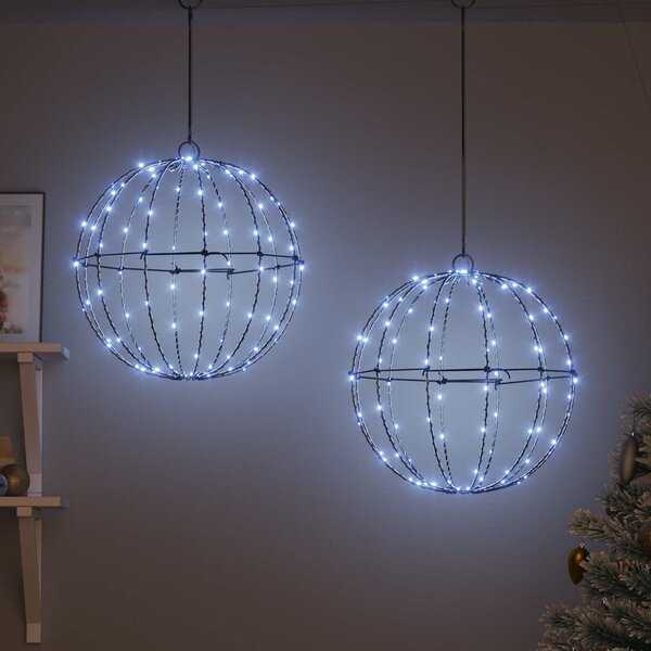 VidaXL Koule 2 ks 40 x 40 x 42 cm Kov 192 LED [42019118] Barva: Studená bílá