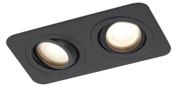 Kulaté zapuštěné bodové svítidlo černé GU10 50mm otočné a naklápěcí IP44 2-světla - Alberto