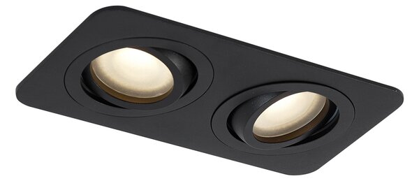 Kulaté zapuštěné bodové svítidlo černé GU10 50mm otočné a naklápěcí IP44 2-světla - Alberto