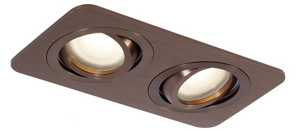 Kulaté zapuštěné bodové svítidlo tmavě bronzové GU10 50mm otočné a naklápěcí IP44 2-světla - Alberto