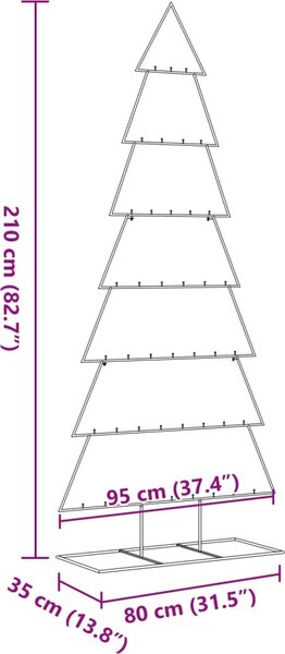 VidaXL Kovový vánoční stromeček pro dekorace 210 cm [4018953] Barva: Černá