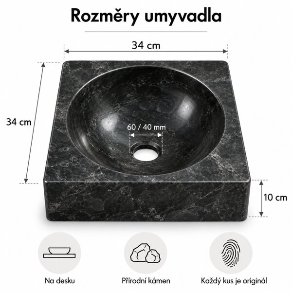 Kamenné umyvadlo Handwash, černé