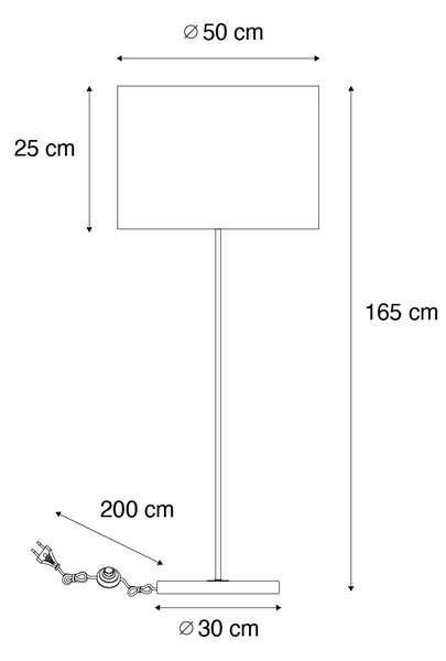 Závěsné svítidlo černé se sametovým stínidlem v barvě taupe 50 cm - Combi 1