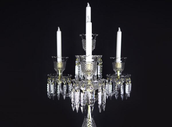 WRANOVSKY Luxusní křišťálový svícen 3+1 Bohemian Baccarat Bohemia-bacc-4-Candleholder-clear
