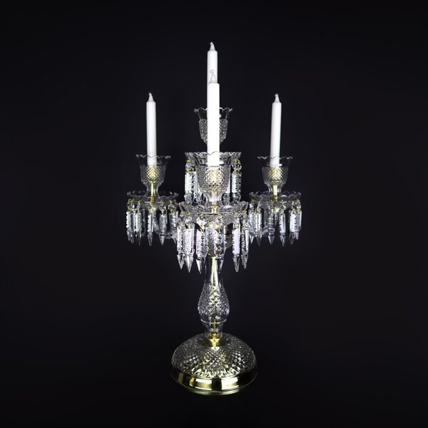 WRANOVSKY Luxusní křišťálový svícen 3+1 Bohemian Baccarat Bohemia-bacc-4-Candleholder-clear