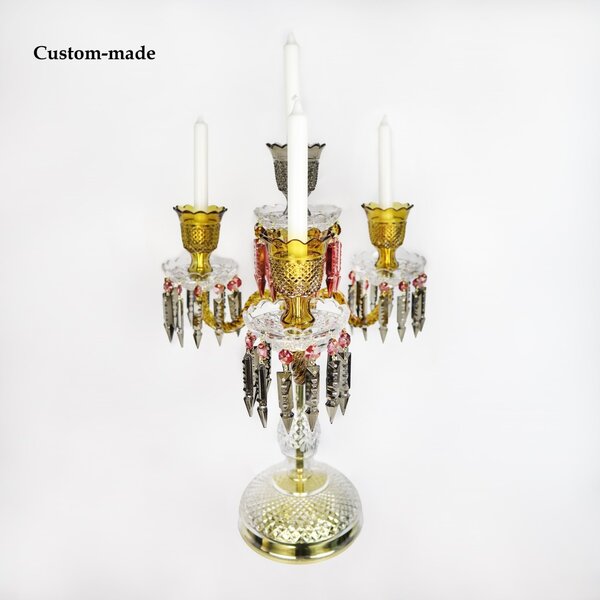 WRANOVSKY Luxusní křišťálový svícen 3+1 Bohemian Baccarat Bohemia-bacc-4-Candleholder-clear