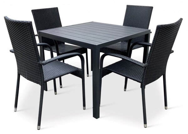 Vikio Zahradní ratanový set 90x90 pro 4 osoby DT280 antracit