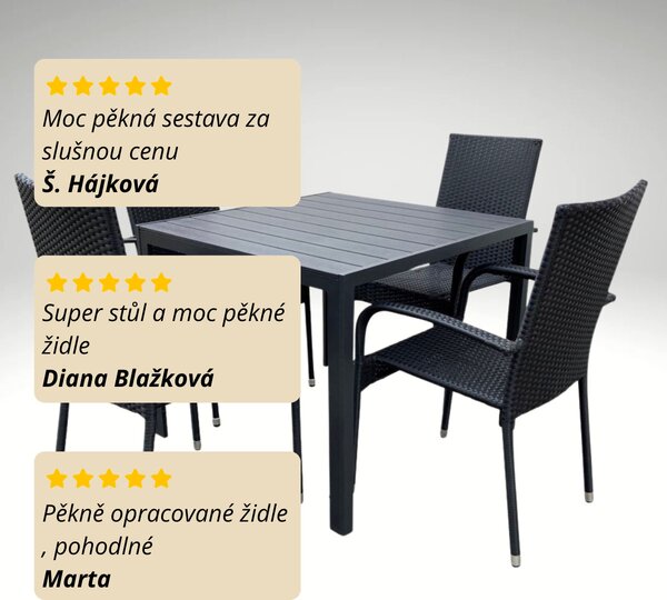 Vikio Zahradní ratanový set 90x90 pro 4 osoby DT280 antracit