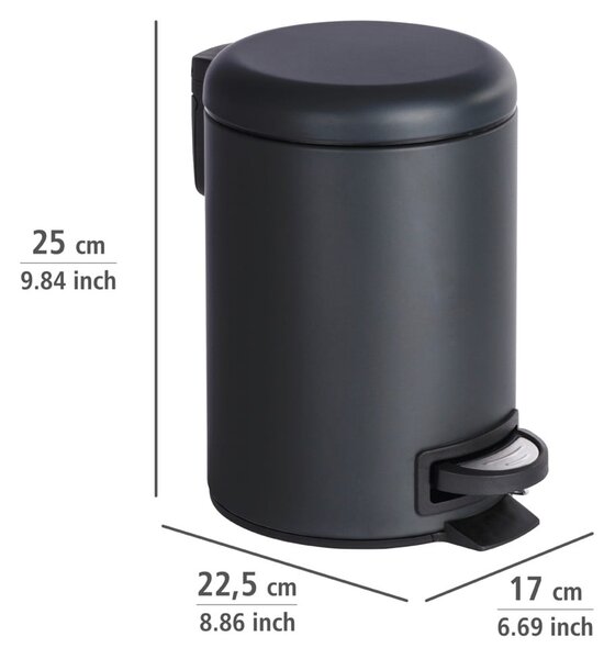Černý odpadkový koš Wenko Leman, 3 l