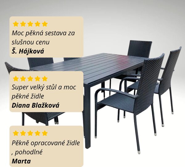 Vikio Zahradní set 150x90 pro 6 osob DT276 antracit