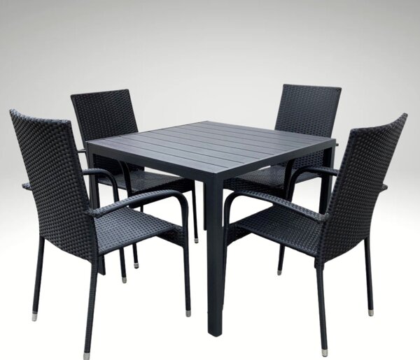 Vikio Zahradní ratanový set 90x90 pro 4 osoby DT280 antracit