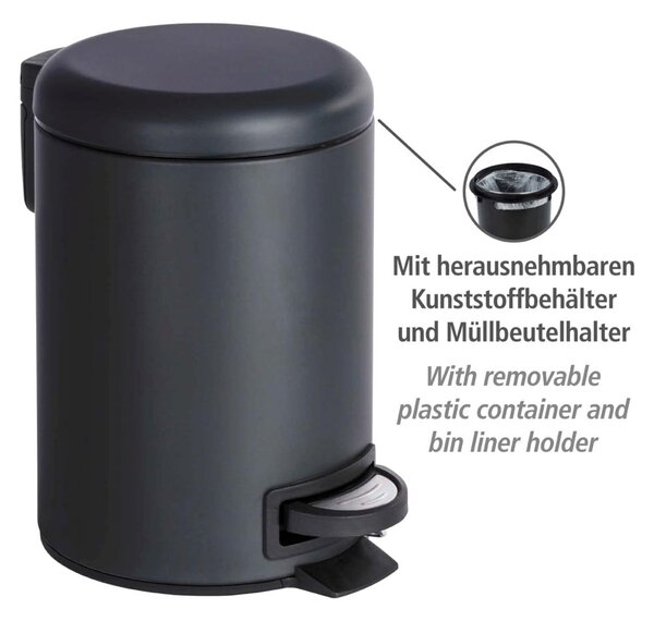 Černý odpadkový koš Wenko Leman, 3 l