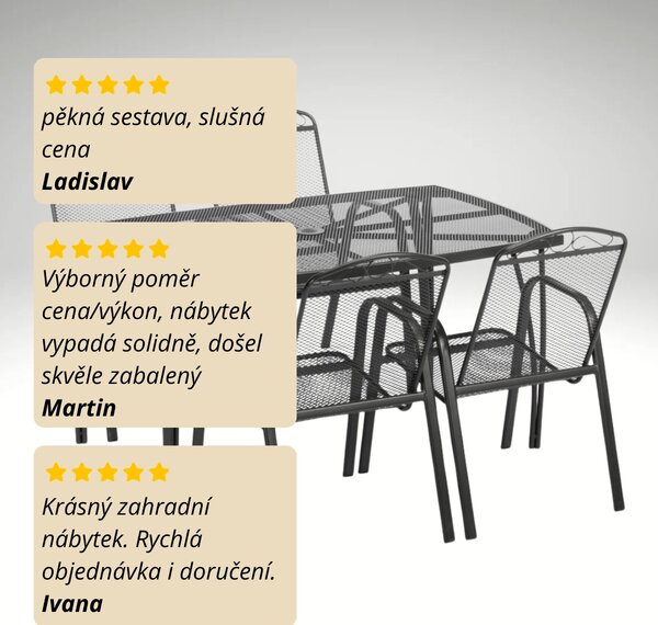 Vikio Zahradní jídelní kovový set pro 4 osoby V124 antracit