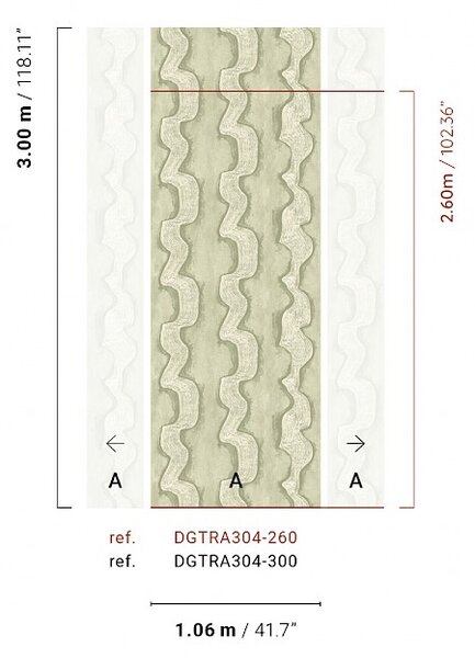 Vliesová obrazová tapeta na zeď, zelená, bílá, vlnky, DGTRA304-260, Traces, Masureel