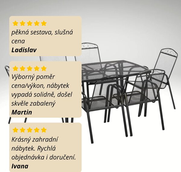 Vikio Zahradní jídelní kovový set pro 6 osob V126 antracit