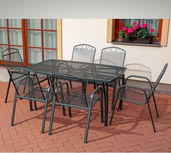 Vikio Zahradní jídelní kovový set pro 6 osob V126 antracit