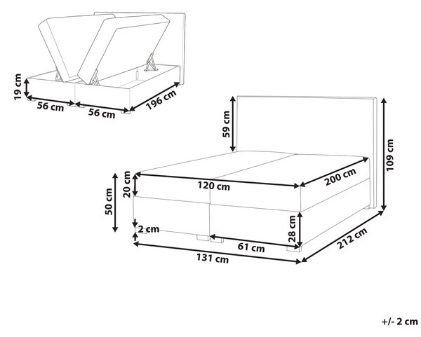 Kontinentální postel s úložným prostorem Tkanina MAJOR 120 x 200 cm Taupe