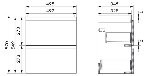 Cersanit Moduo skříňka 49.5x34.5x57 cm pod umyvadlo závěsná béžová S590-105-DSM