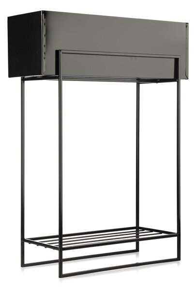 KOVOVÝ KVĚTINÁČ SE STOJÁNEM RECT 82X23X60 CM ČERNÁ