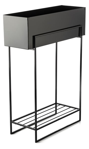 KOVOVÝ KVĚTINÁČ SE STOJÁNEM RECT 82X23X60 CM ČERNÁ