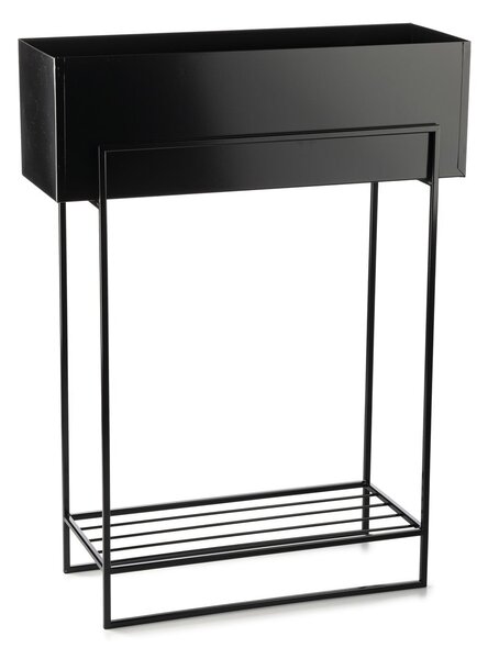 KOVOVÝ KVĚTINÁČ SE STOJÁNEM RECT 82X23X60 CM ČERNÁ