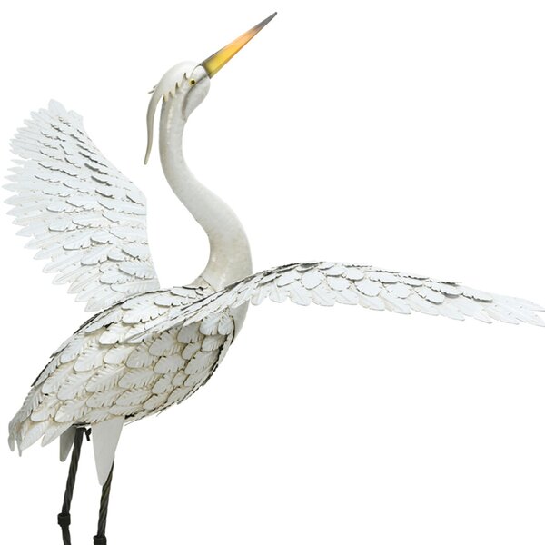 Zahradní kovová figurka Crane 3, 123 cm, vícebarevná