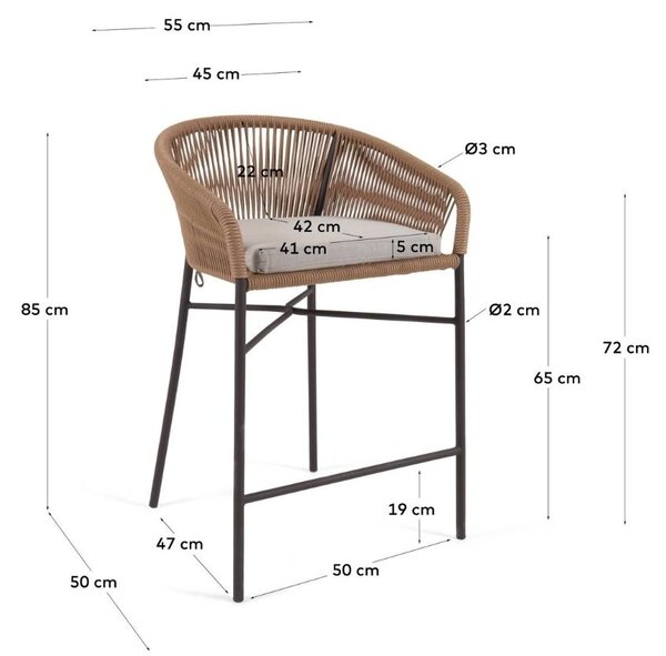 Béžová pletená barová židle Kave Home Yanet 65 cm