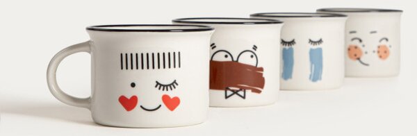 Sada hrníčků MIHO s černým okrajem 009319 160 ml (4 ks)