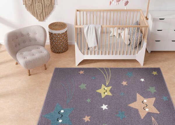 Dětský koberec Lima 1296A Hvězdy šeříkový / modrý