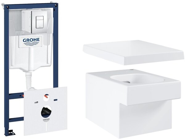 Sada záchodová mísa Grohe Cube Ceramic 3924500H, podomítkový WC modul Grohe Rapid SL 38827000, 39488000