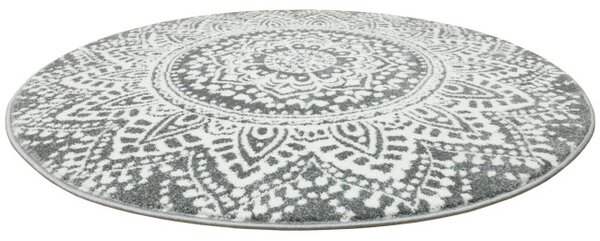 Koberec Lima G757A mandala, krémový / šedý kruh