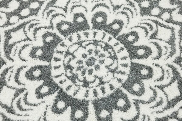 Koberec Lima G757A mandala, krémový / šedý kruh