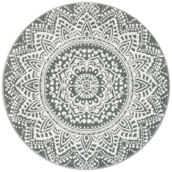 Koberec Lima G757A mandala, krémový / šedý kruh