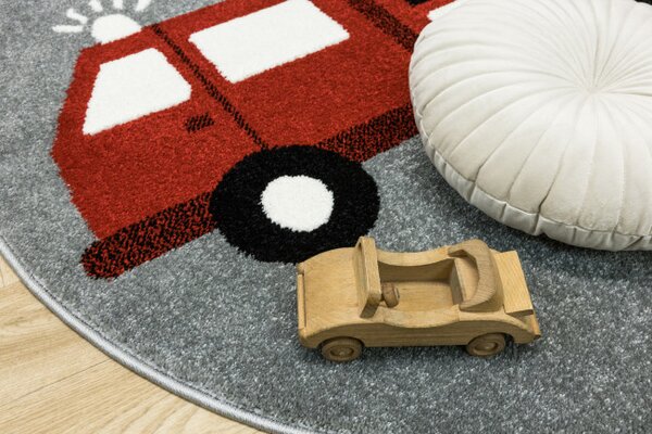 Koberec Lima G752A hasičské auto, červený / šedý kruh